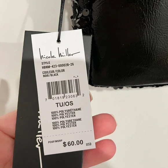 Nicole Miller Black Sequin Shoulder Bag - Picture 3 of 4